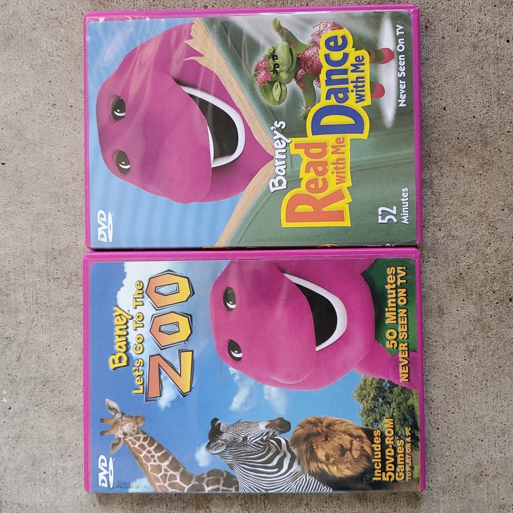 Barney DVD Set of 2 Let's Go to the Zoo Read Dance with Me Cartoon 2003 Movie